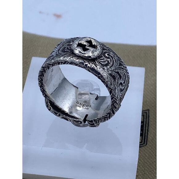 Authentic Gucci Sterling Silver GG Ring – Size 8¾ - Picture 2 of 5